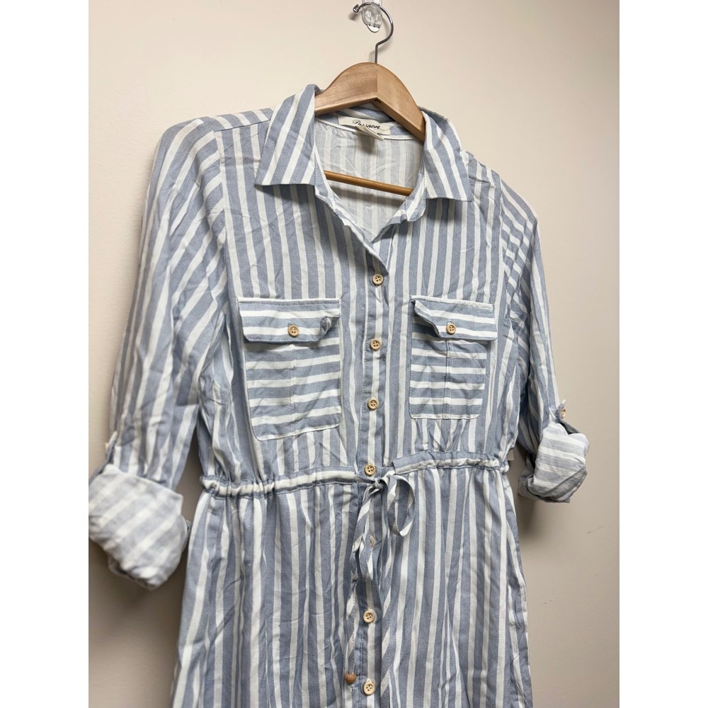 Passport Women's Striped Cotton Mini Dress Sz L NWT - Picture 2 of 4